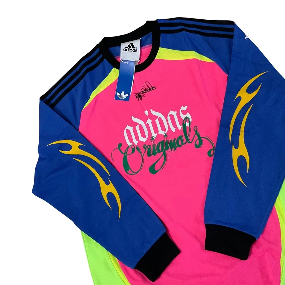 Adidas Graphic LO LS T Mens Small Pink New Jersey Style T-Shirt JW0203